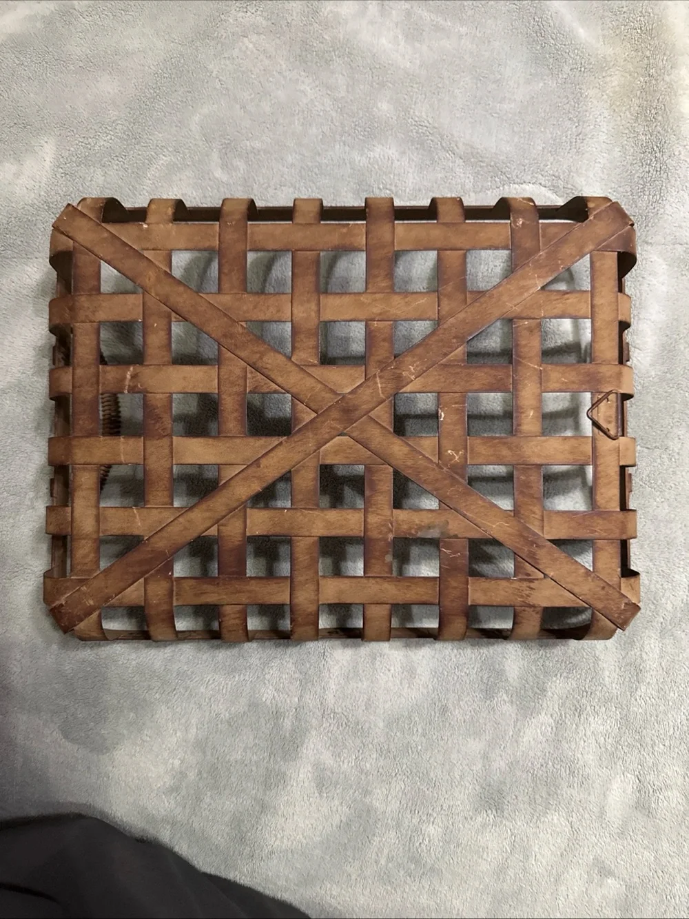 Woven Brown Metal Serving Tray with Rope Handles
